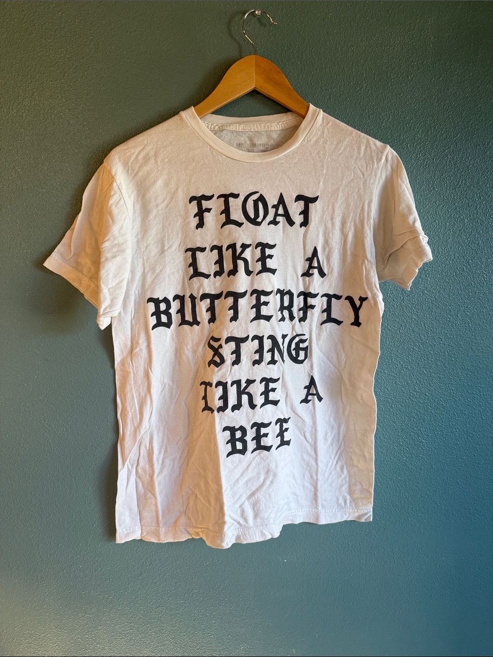 White Short Sleeve Graphic Tee with 'Float Like a Butterfly' Print